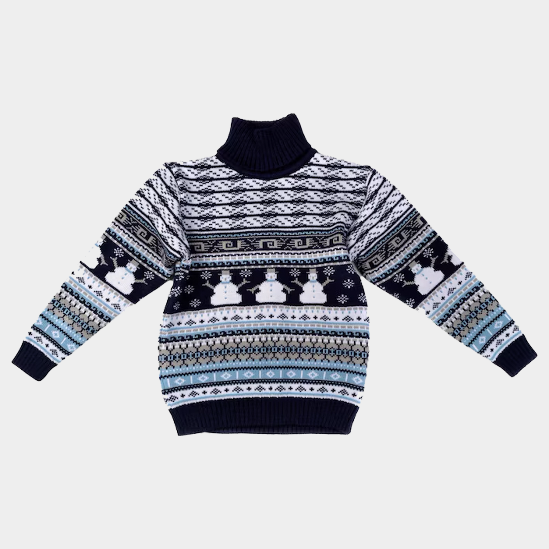 Blue Fleece Jacket with Reindeer Pattern